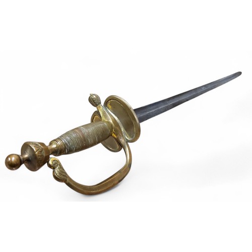 294 - A 19th century Dutch infantry officer's sword, model 1820, bronze wirework tang terminating with a c... 