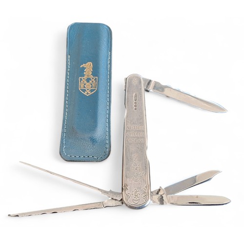 557 - Master Cutler interest - a silver multi-tool pocket knife, signed SS57 (Stan Shaw) to inside brass l... 