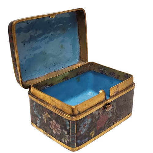 228 - A Japanese cloisonne enamel box and cover, 3cm x 6cm x 4cm, Meiji