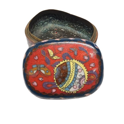 232 - A Japanese Meiji period cloisonne enamel pot and cover, 4cm x 7cm x 5cm c.1880