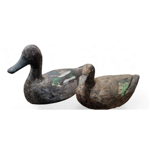 515 - Folk Art & Treen - a softwood decoy duck, naively painted, , 27cm long;  another, 20.5cm wide (2... 