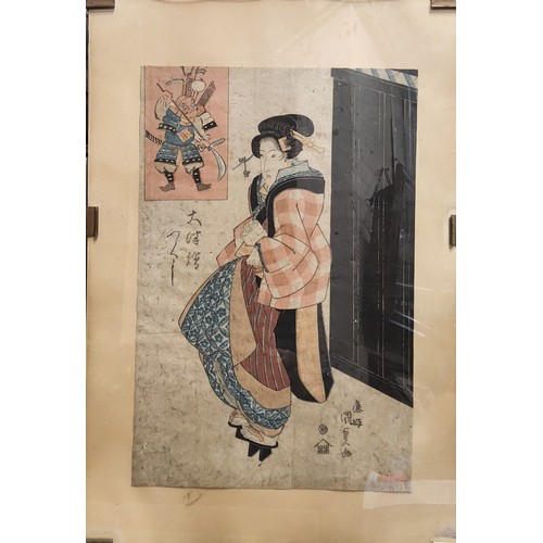 242 - Japanese School, a coloured wood block print, Japanese lady, 36cm x 24cm