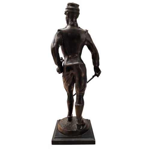 521 - French School, 20th century, a dark patinated bronze, iof a French Cavalry Officer, standing, 36.5cm... 