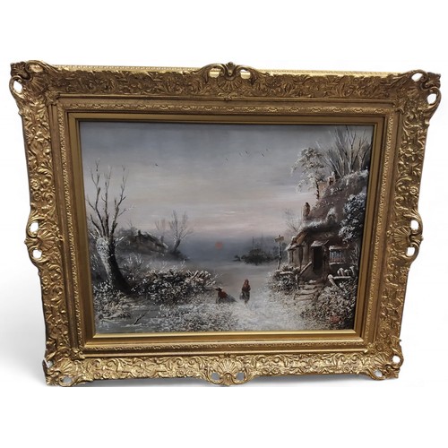 542 - Joseph Such (fl.1866-1875) A Winters Evening at Malvern Wells,  signed, inscribed and titled to vers... 