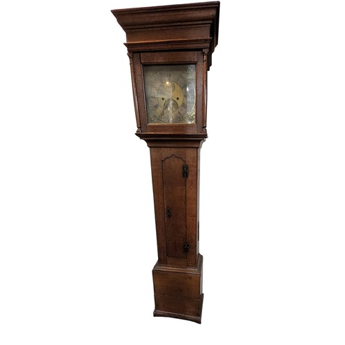 421 - An 18th century longcase clock, the 31cm brass dial with Roman numerals, inscribed William Barnard, ... 