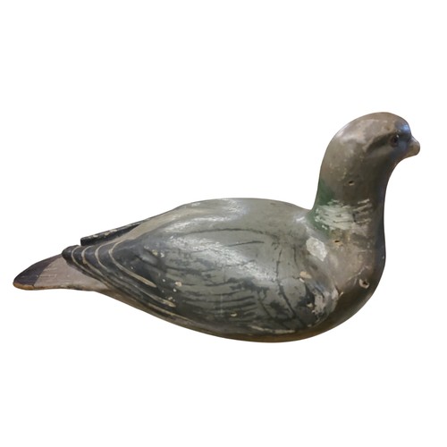 456 - An early 20th century papier mache decoy pigeon, c glass eyes, 34cm long, c.1900