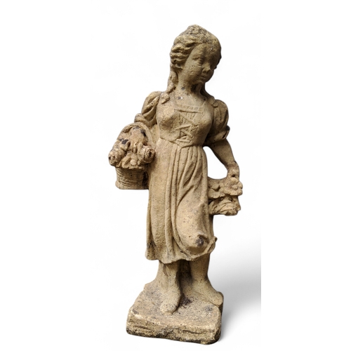 525 - Garden Statuary - a reconstituted stone garden statue, Allegorical of Summer, of a young girl, in 18... 