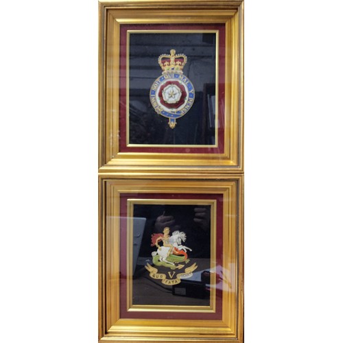 560 - Militaria - a pair of embroidered Regimental crests, Royal Fusiliers and Royal Northumberland Fusili... 