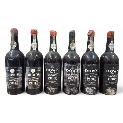 653 - A Dow's 1961 Late Bottled Vintage Port, bottled 1965; another; four bottles of Dow's 1964 Late Bottl... 