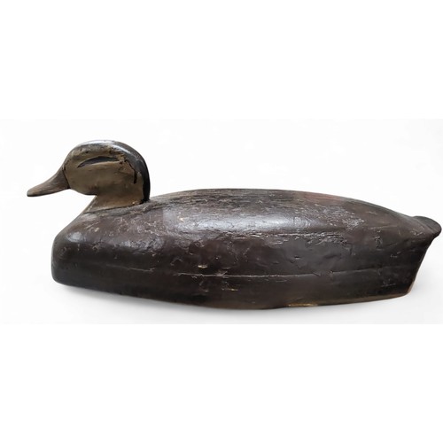 513 - Folk Art & Treen - a large softwood decoy duck, painted black and  brown, 49cm long