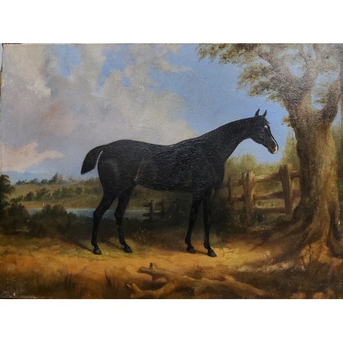 483 - English Journeyman School (19th century), Naive Bay Mare, signed McEmery, dated 1867, oil on canvas,... 