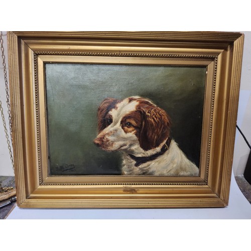 502 - F**M**Coney, Spaniel, signed, dated 1913, oil on canvas, 27cm x 38cm