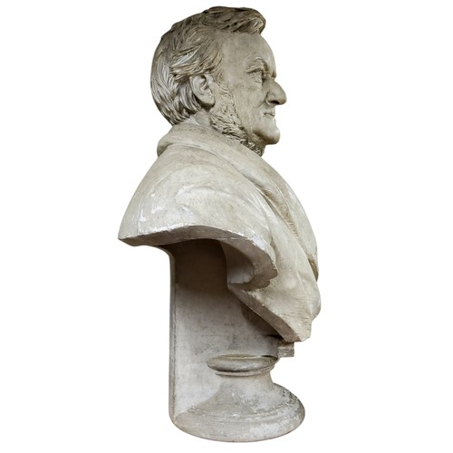 523 - Fritz Schaper (1841-1919) a late 19th century German plaster bust of a Richard Wagner, signed and da... 