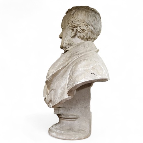 523 - Fritz Schaper (1841-1919) a late 19th century German plaster bust of a Richard Wagner, signed and da... 