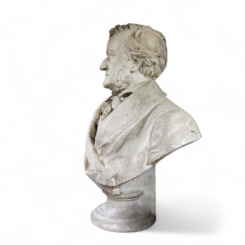 523 - Fritz Schaper (1841-1919) a late 19th century German plaster bust of a Richard Wagner, signed and da... 