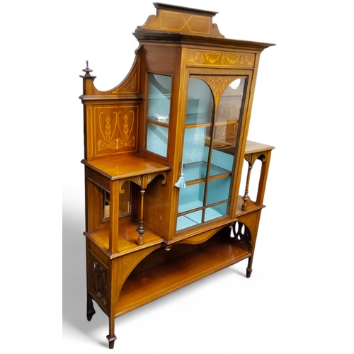 461 - An Edwardian Sheraton Revival mahogany and satinwood inlaid display cabinet,  attributed to Robson &... 