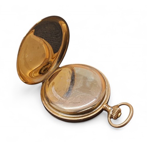 26 - A 14ct rose gold International Watch Co. (IWC), Schaffhausen full hunter pocket watch, top winder mo... 