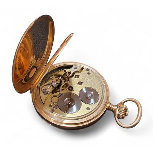 26 - A 14ct rose gold International Watch Co. (IWC), Schaffhausen full hunter pocket watch, top winder mo... 