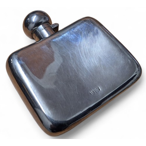 12 - A late Victorian hip flask, bayonet hinged domed cover, Chester, 1895, 136.1g gross