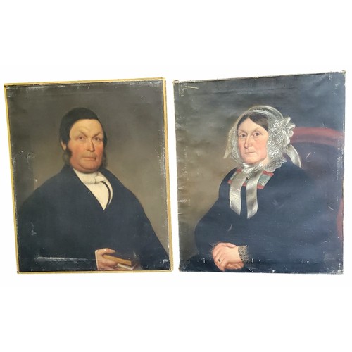 607 - Victorian School, a pair, Portraits of a Gentleman and his Wife, oils on canvas, 76cm x 64cm