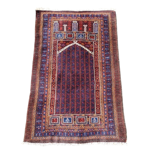 707 - A 19th century Afghan Belutch or Baluch rug, 132cm x 82cm