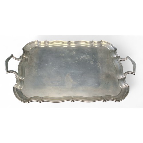 2 - A large silver shaped rectangular two-handled tray, 67.5cm long, 41.5cm wide, Viner's Ltd (Emile Vin... 