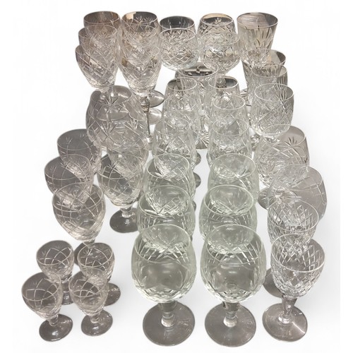 119 - A set of six Whitefriars Garland hock glasses;  five similar sherry and liqueur glasses;  ... 