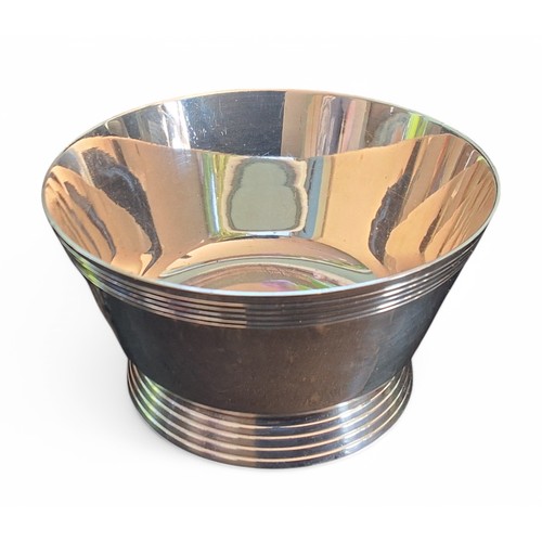 336 - Keith Murray for Mappin and Webb, an Art Deco style silver plated bowl, W27688, conical form, with i... 