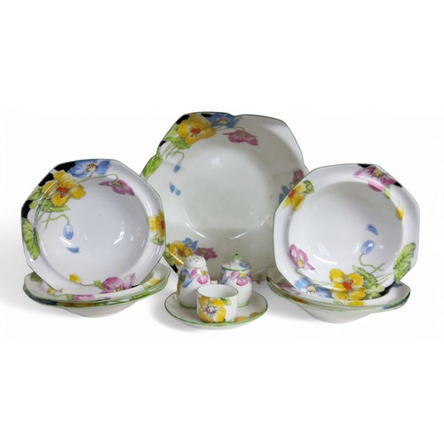 4 - A Paragon Art Deco Iceland Poppy dessert service, comprising serving bowl and six bowls, printed mar... 