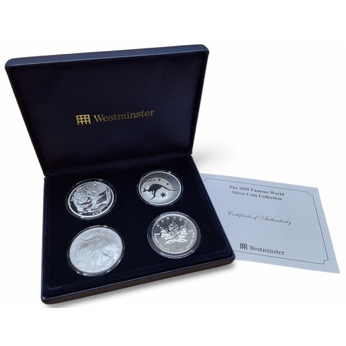 221 - A Westminster 'The 2005 Famous World Silver Coin Collection' comprising United States Eagle, fine si... 