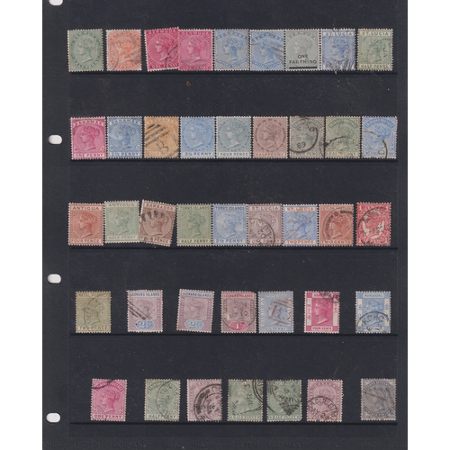 676 - Stamps- Two stock sheets of Mint and fine used Queen Victoria stamps from Antigua, Bahamas, Barbados... 