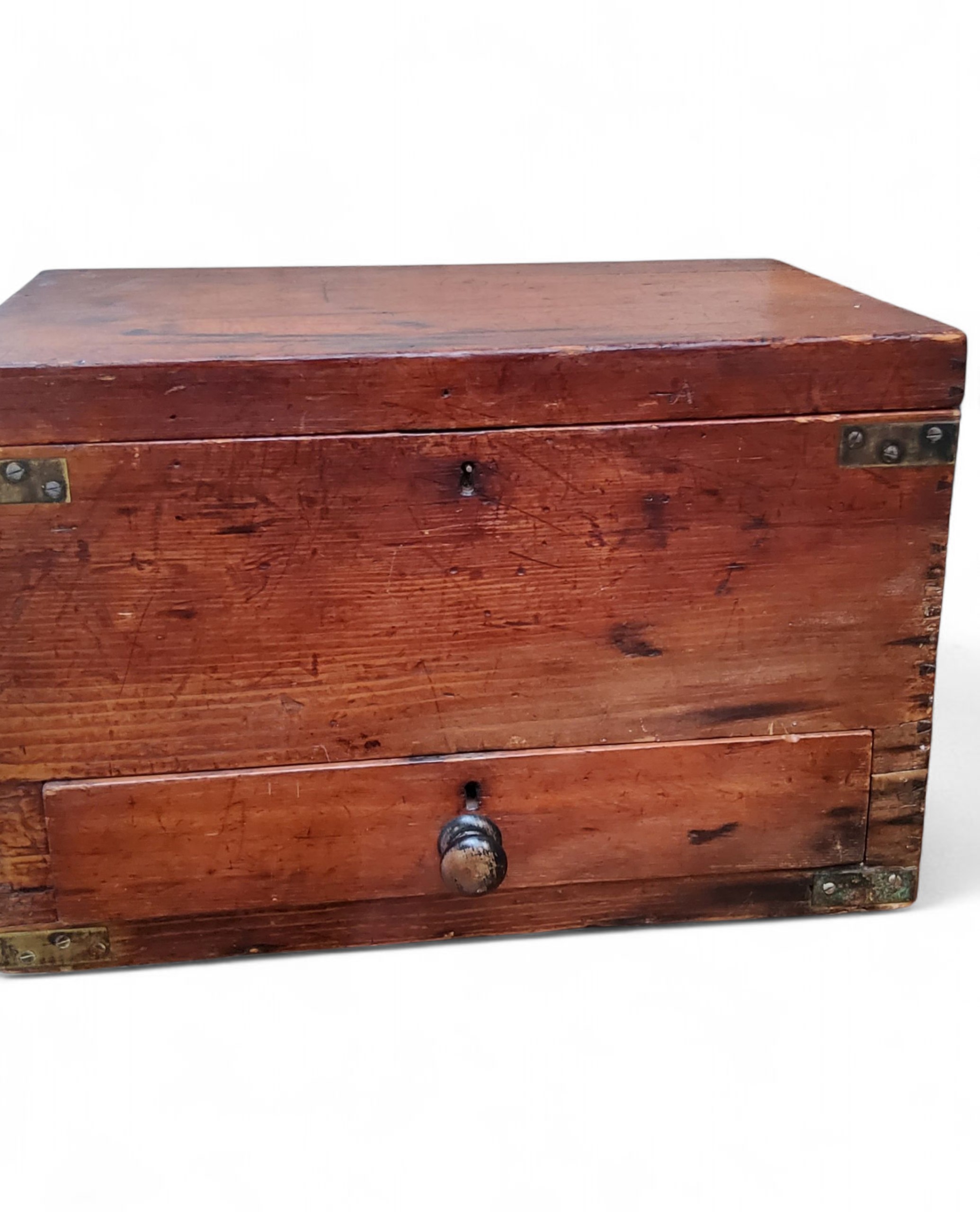 An early 20th century watchmakers box, with tools and watch parts