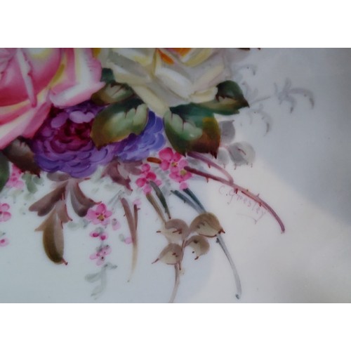 65 - A fine Royal Crown Derby wavy edge plate,&nbsp; painted by Cuthbert Gresley, with a large central bo... 