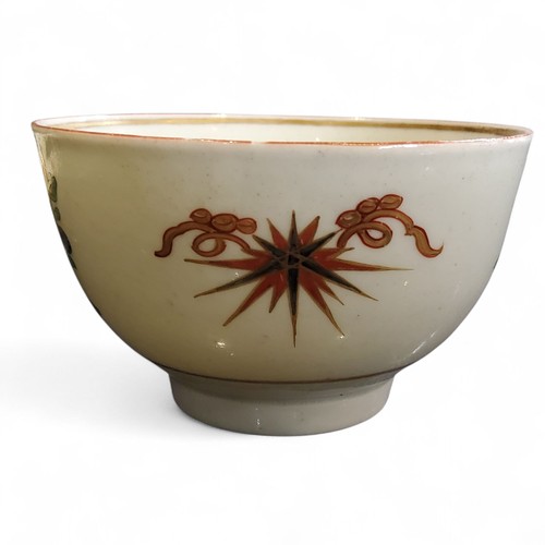 67 - A Worcester Thunder and Lightening pattern tea bowl and saucer, painted with stylised floral stem di... 