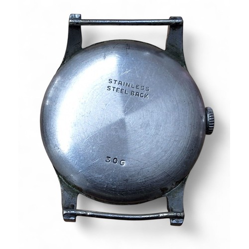 222 - A 1940/50s military style watch, Swiss manual movement, cream dial, signed NOVA, Arabic numerals, ou... 