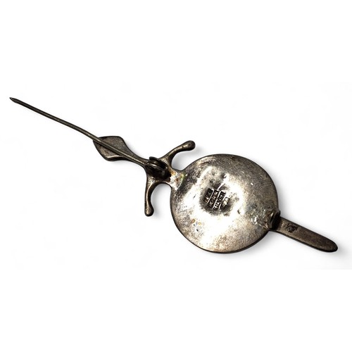 225 - A Scottish silver brooch/kilt pin in the form of a Iona Celtic sword and Viking ship, Iain MacCormic... 
