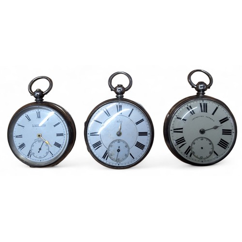 232 - A Swiss 935 silver open face pocket watch, unsigned movement, white enamel dial, signed T Lovejoy Wi... 