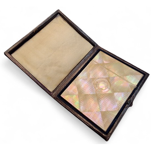 240 - A Victorian mother of pearl card case, engine turned&nbsp; to front and back, vacant cartouche,&nbsp... 