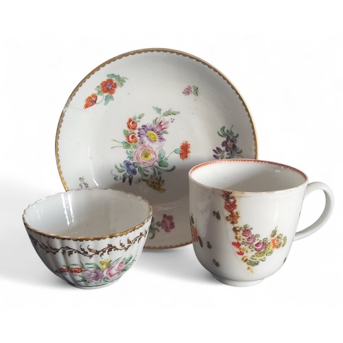 35 - A Bristol coffee cup, decorated in polychrome with floral sprays, the interior with red rim, c.1770;... 