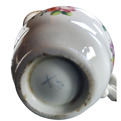 38 - A Bristol ogee milk jug, decorated with festoons of flowers, in colours, gilt dentil border, double ... 