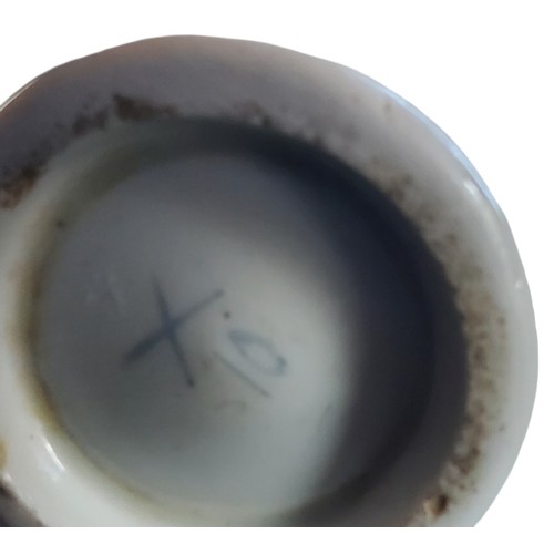 38 - A Bristol ogee milk jug, decorated with festoons of flowers, in colours, gilt dentil border, double ... 