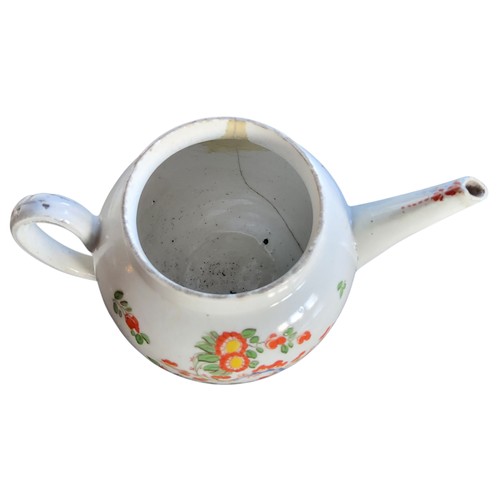 40 - A Plymouth teapot, brightly decorated wtih stylised flowers and foliage, associated Chinese cover, 1... 