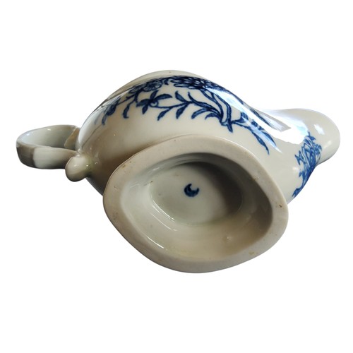 27 - A Worcester sauceboat, decorated with The Early Flowering Plant pattern, shaped gadrooned rim, scrol... 