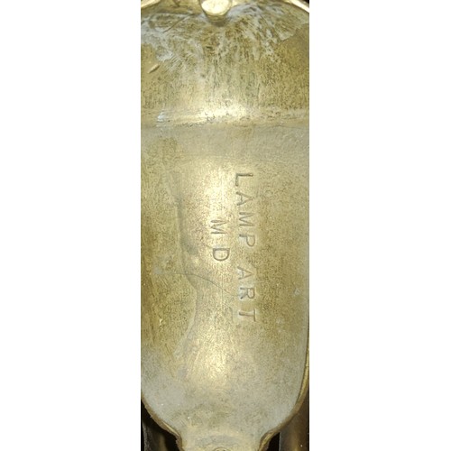 13 - A pair of brass two-light wall sconces, leafy scroll arms, globular back plates, 44.5cm high, cast L... 