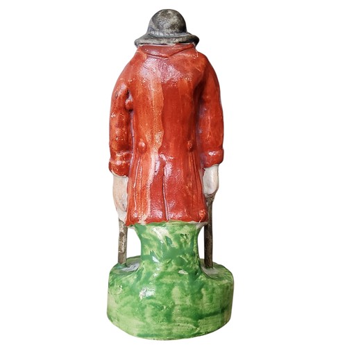 19 - A Staffordshire Pearlware figure, Old Age, modelled with an elderly gentleman, with&nbsp; crutches, ... 