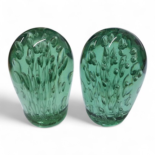 8 - A pair of Victorian glass dump paperweights, bubble inclusions, 15cm high, c.1870 (2)