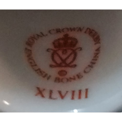 56 - A Royal Crown Derby paperweight, Derby Wren, gold stopper, boxed;&nbsp; &nbsp;a Royal Crown Derby lo... 