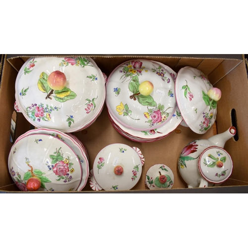 124 - Luneville (France) faience floral-decorated dinner service (2 boxes)