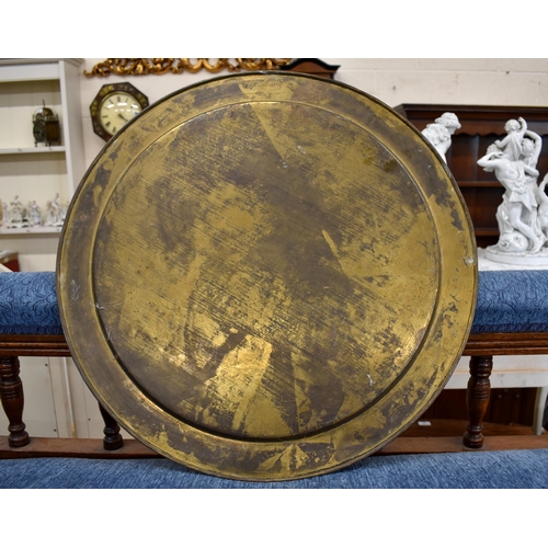 190 - Indian floral-engraved circular brass tray, 53 cm diam