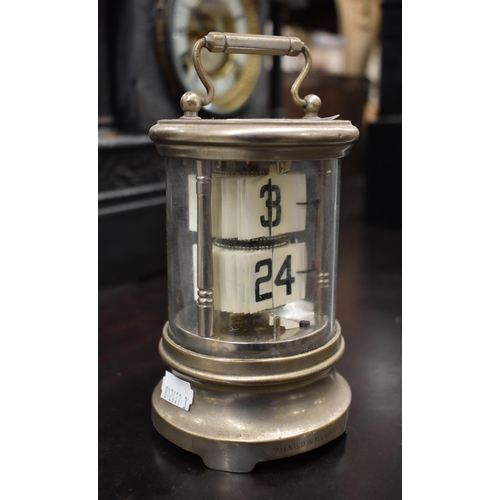 192 - A vintage cylindrical desk calendar with mechanical flip-card digital action, 16 cm high overall